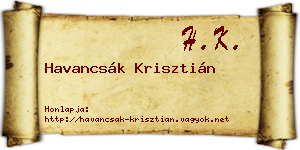 Havancsák Krisztián névjegykártya